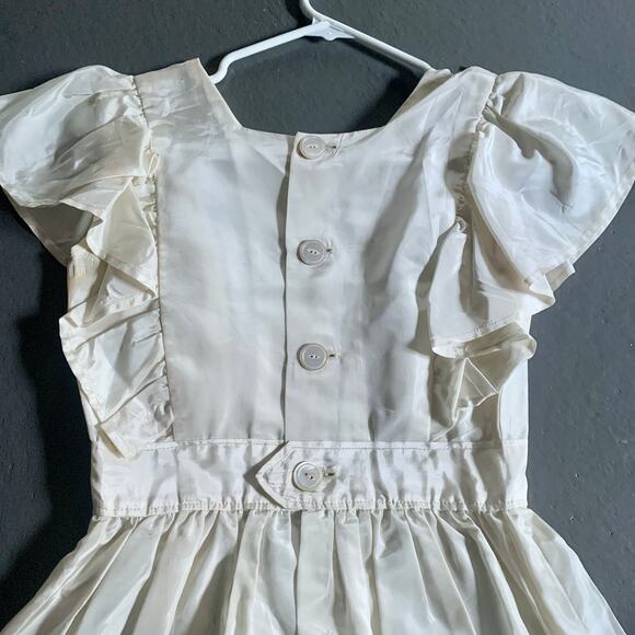 Vintage 1950s White Ruffle Jumper Dress with Apron Trim Handmade XS - Picture 9 of 13